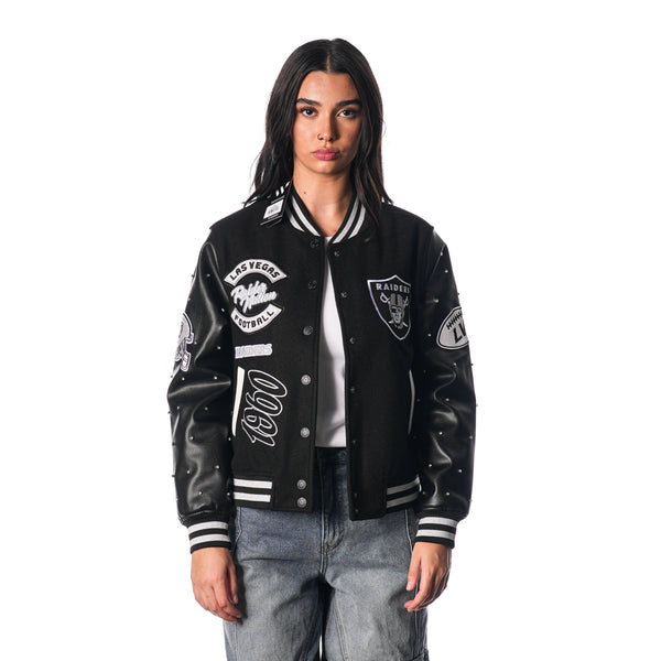 Las Vegas Raiders Varsity Sparkle Jacket - Black
