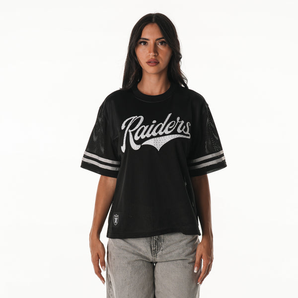 Las Vegas Raiders Women's Boxy Mesh Jersey - Black