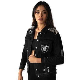 Las Vegas Raiders Womens Denim Jacket-Denim Jacket-thewildcollective