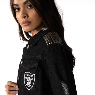 Las Vegas Raiders Womens Denim Jacket-Denim Jacket-thewildcollective