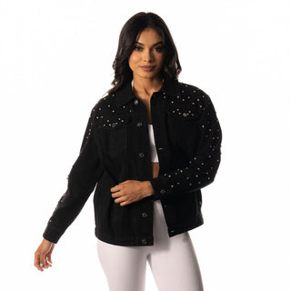 Las Vegas Raiders Womens Denim Rhinestone- Denim-Denim Jacket-thewildcollective