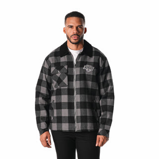 Los Angeles Kings Flannel Zip Front Jacket - Black-Flannel Jacket-thewildcollective