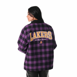 Los Angeles Lakers Flannel Zip Front Jacket - Purple-Flannel Jacket-thewildcollective