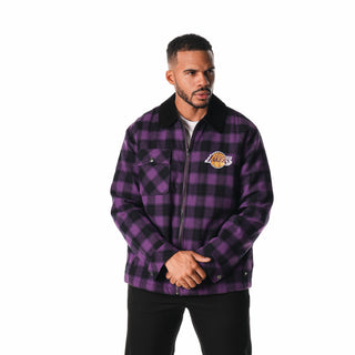 Los Angeles Lakers Flannel Zip Front Jacket - Purple-Flannel Jacket-thewildcollective