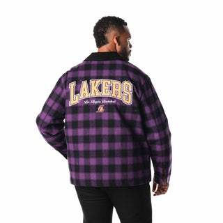 Los Angeles Lakers Flannel Zip Front Jacket - Purple-Flannel Jacket-thewildcollective