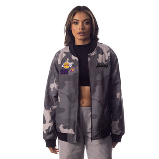 Los Angeles Lakers Unisex Camo Bomber - Grey Camo-Bomber Jacket-thewildcollective