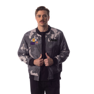 Los Angeles Lakers Unisex Camo Bomber - Grey Camo-Bomber Jacket-thewildcollective
