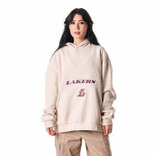 Los Angeles Lakers Unisex Corduroy Hoodie - Cream-Hoodie-thewildcollective