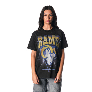 Los Angeles Rams Crystal Studded Graphic Tee - Black-Band Tee-thewildcollective