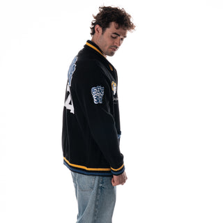 Los Angeles Rams Unisex Jacquard Zip Front Sweater - Black-Jacquard Sweater-thewildcollective