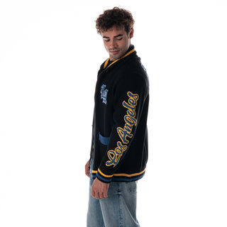 Los Angeles Rams Unisex Jacquard Zip Front Sweater - Black-Jacquard Sweater-thewildcollective