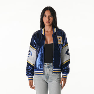 Los Angeles Rams Women's Bomber - Blue-Sequin Jacket-thewildcollective