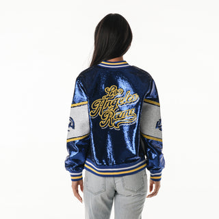 Los Angeles Rams Women's Bomber - Blue-Sequin Jacket-thewildcollective