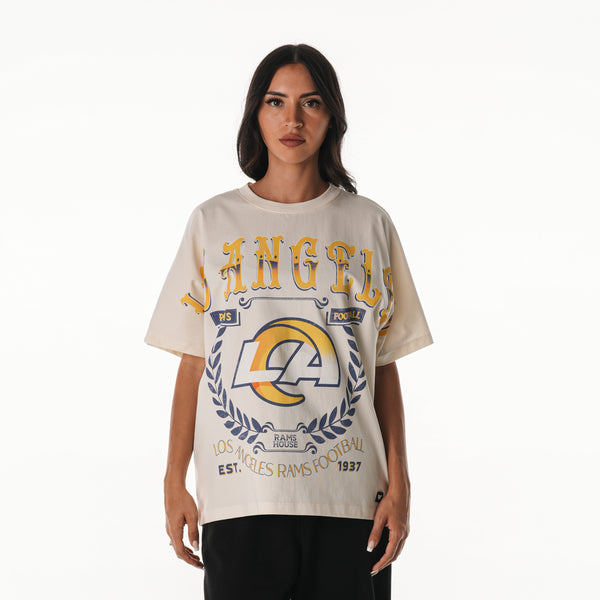 Los Angeles Rams Women's Oversized Graphic Dolman SS Tee - Black