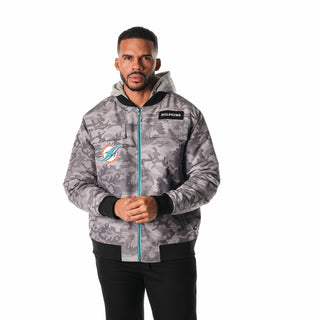 Miami Dolphins Ripstop Hooded Bomber - Camo-Jacket-thewildcollective