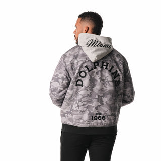 Miami Dolphins Ripstop Hooded Bomber - Camo-Jacket-thewildcollective