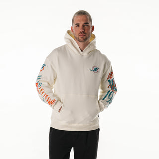 Miami Dolphins Unisex Graphic Sleeve Hoodie - Vintage White-Hoodie-thewildcollective