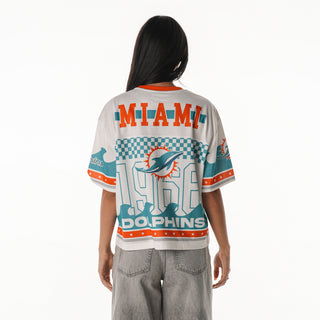 Miami Dolphins Women's Mesh Jersey Crew Top - Multi-Crop Tee-thewildcollective