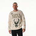 Milwaukee Bucks Unisex All Over Jacquard Crew Sweater - Cream view 1