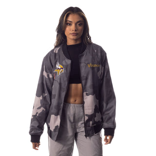 Minnesota Vikings Unisex Camo Bomber - Camo Grey-Bomber Jacket-thewildcollective