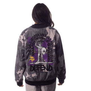 Minnesota Vikings Unisex Camo Bomber - Camo Grey-Bomber Jacket-thewildcollective