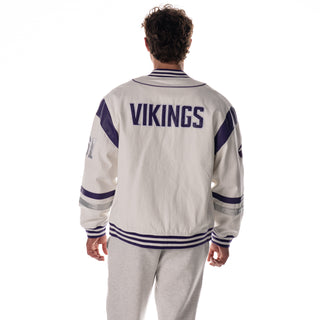 Minnesota Vikings Unisex Oversized Retro Jacket - White-Bomber Jacket-thewildcollective
