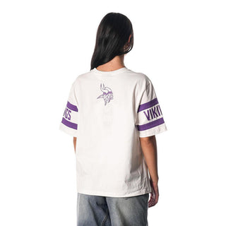 Minnesota Vikings Women's Drop Shoulder SS Tee - White-T-SHIRT-thewildcollective
