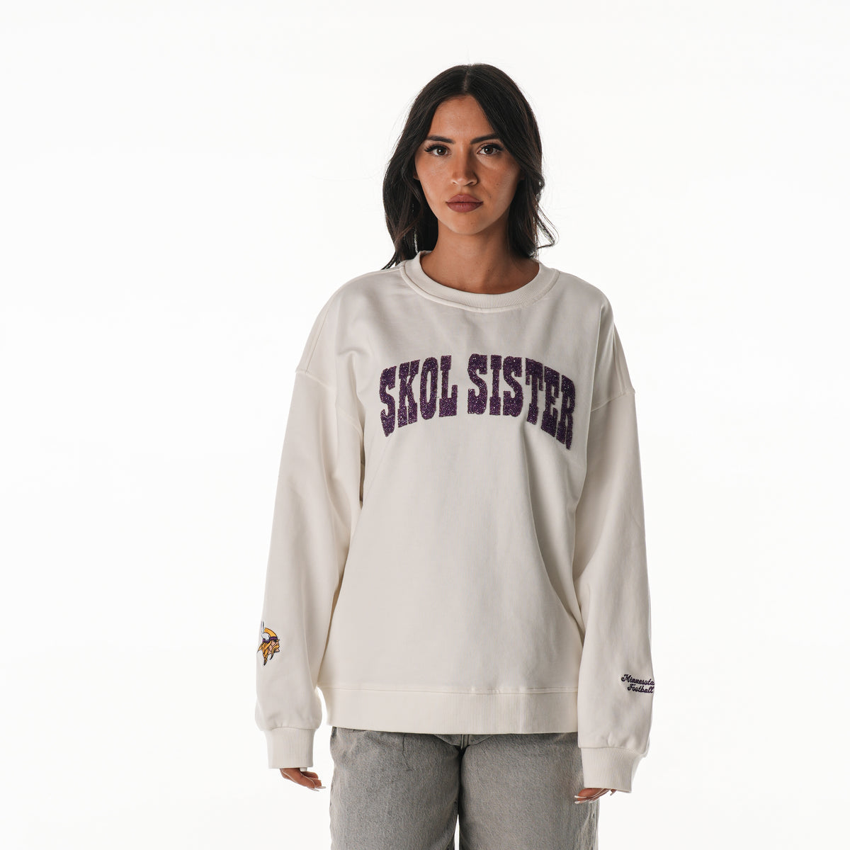 Minnesota Vikings Women's Oversized Crew Fleece - White