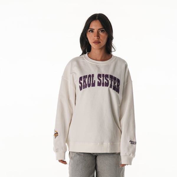 Minnesota Vikings Women's Oversized Crew Fleece - White