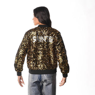 New Orleans Women's Saints Sequin Bomber - Gold-Sequin Jacket-thewildcollective