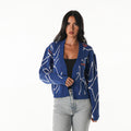 New York Islanders Women's All Over Jacquard Cardigan - Blue view 1