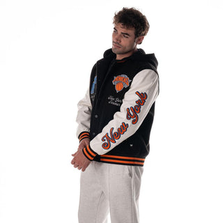 New York Knicks Unisex Hooded Varsity Jacket – Black-Varsity Jacket-thewildcollective