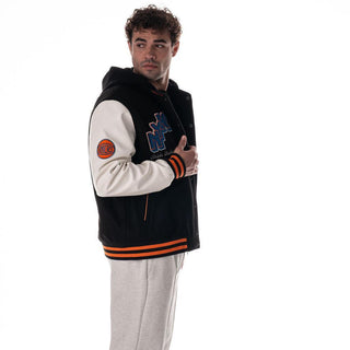 New York Knicks Unisex Hooded Varsity Jacket – Black-Varsity Jacket-thewildcollective