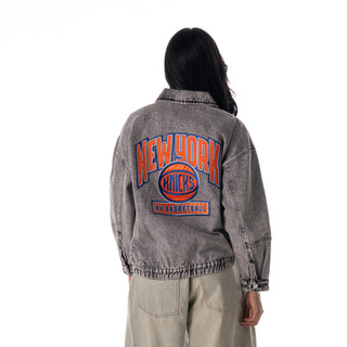 New York Knicks Women's Oversized Jacket W/ Cargo Pockets - Grey-Jacket-thewildcollective