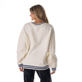 New York Knicks Women's Oversized Vintage Crew Fleece - Vintage White view 2