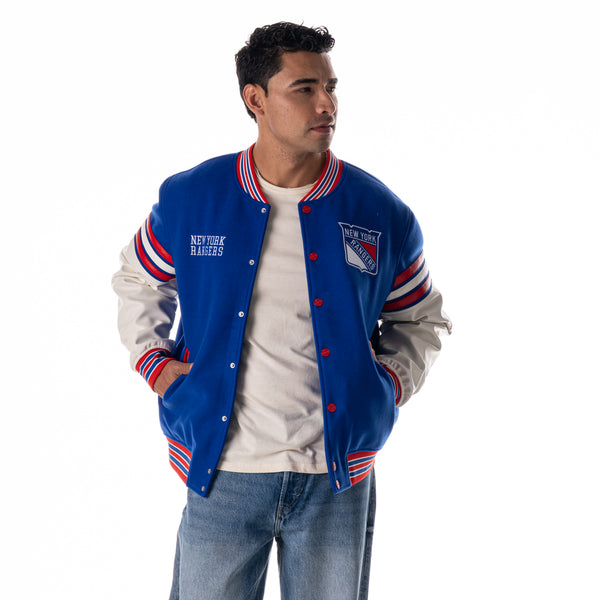 New York Rangers Unisex Shoulder Varsity Jacket - Blue