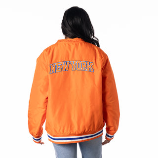 NY Knicks Nylon Bomber - Orange-Bomber Jacket-thewildcollective