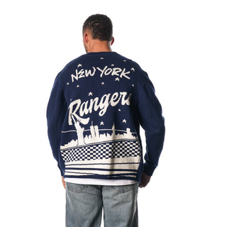 NY Rangers Button Front Cardigan - Navy-Cardigan-thewildcollective