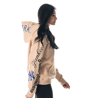 NY Yankees Heavy Block Graphic Hoodie - Cream-Hoodie-thewildcollective