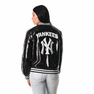 NY Yankees Sequin Bomber - Black-Sequin Jacket-thewildcollective