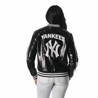 NY Yankees Sequin Bomber - Black-Sequin Jacket-thewildcollective