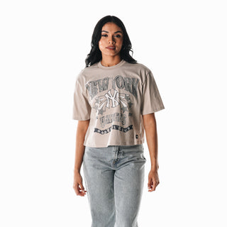 NY Yankees Women's Vintage Boxy Tee - Cream-T-SHIRT-thewildcollective