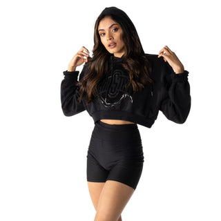 Ohio State Buckeyes Crop Silicone Print Hoodie-Hoodie-thewildcollective