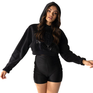 Ohio State Buckeyes Crop Silicone Print Hoodie-Hoodie-thewildcollective