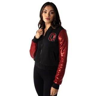 Ohio State Buckeyes Sequin Sleeve Bomber-Bomber Jacket-thewildcollective