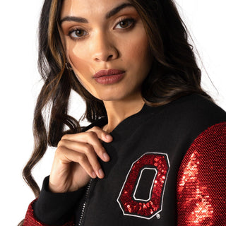 Ohio State Buckeyes Sequin Sleeve Bomber-Bomber Jacket-thewildcollective