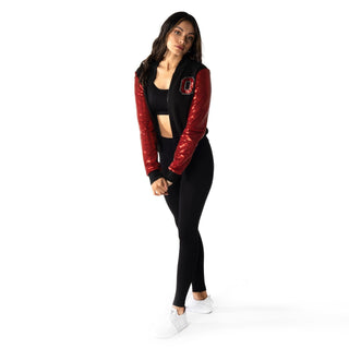 Ohio State Buckeyes Sequin Sleeve Bomber-Bomber Jacket-thewildcollective