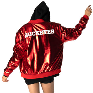 Ohio State Buckeyes Unisex Metallic Red Jacket-Bomber Jacket-thewildcollective
