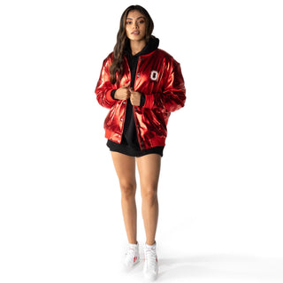 Ohio State Buckeyes Unisex Metallic Red Jacket-Bomber Jacket-thewildcollective