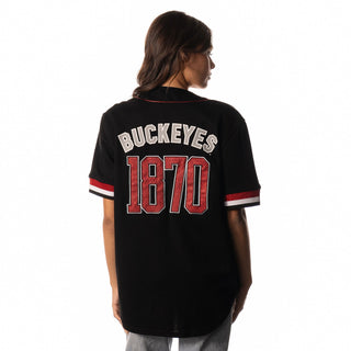 Ohio State Womens Button Baseball Shirt - Black-Baseball Shirt-thewildcollective